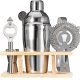 Set baterie barman 7in1, cu suport din bambus