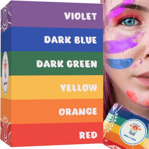 Pudră Holi colorată, 6x100 g, 6 culori