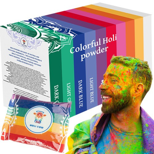 Pudră Holi colorată, 10 culori, 10x100 g