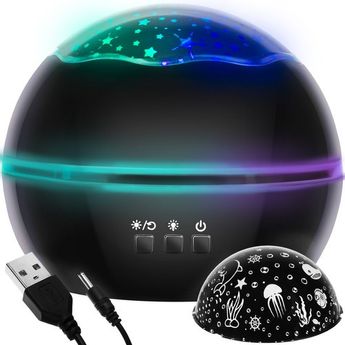 Nočná lampa a projektor - čierna LP16857