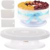 Farfurie rotativa, 3 spatula pentru decor tort, alb