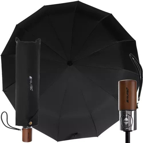 Elegantný automatický daždník, drevená rukoväť, odolná proti vetru