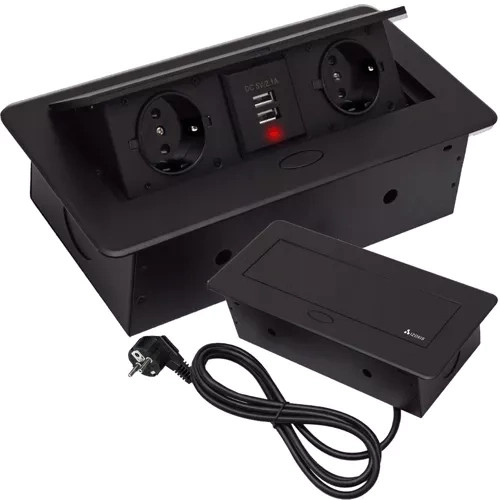 USB zásuvka ukrytá v podnoži stola - dvojitá