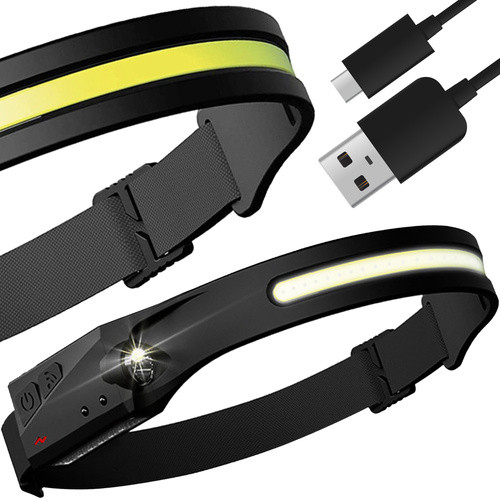 LED čelovka s USB nabíjaním, 6 režimov svietenia