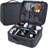 Geanta cosmetica profesionale cu perete lateral ranforsat, fermoar si manere, neagra