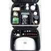 Geanta cosmetica profesionale cu perete lateral ranforsat, fermoar si manere, neagra