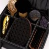 Geanta cosmetica profesionale cu perete lateral ranforsat, fermoar si manere, neagra