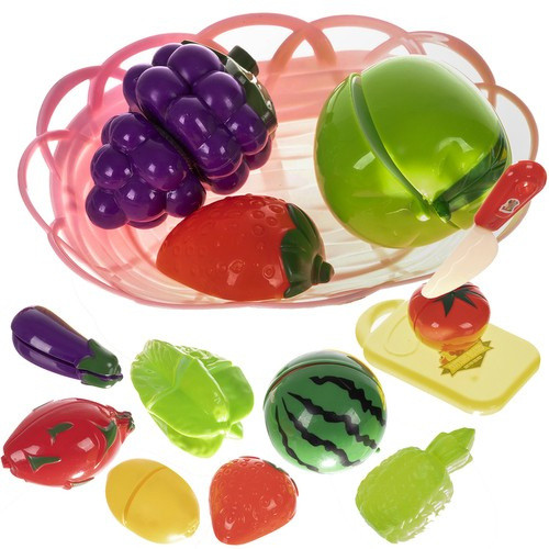 Set de fructe si legume pentru copii intr-un cos