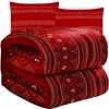 Červená deka a obliečka na vankúš (2x) - so zimnými motívmi